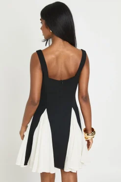 Robe Mini À Ourlet Godets Bicolore