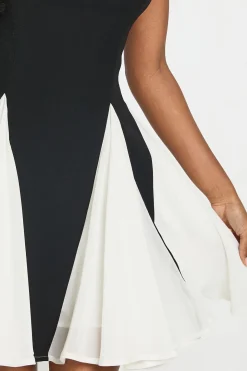 Robe Mini À Ourlet Godets Bicolore