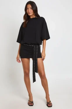 Robe Mini Oversize Avec Ceinture Cloutée