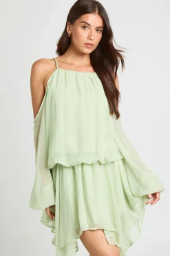Robe Mini Pastel À Manches Volumineuses