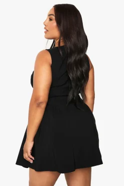 boohoo Robe mini patineuse à boutons pour grandes tailles<Femme Robes Patineuses|Robes
