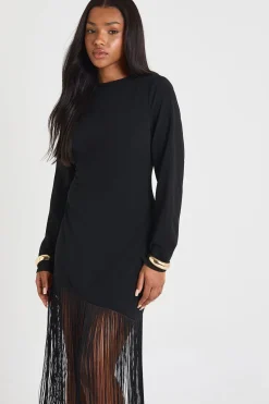 boohoo ROBE MINI À ÉPAULETTES ET FRANGES<Femme Toutes Les Robes|Robes Longues