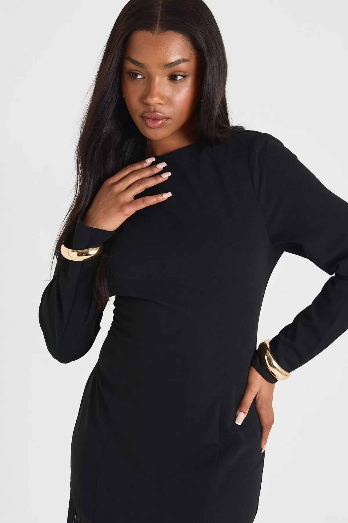 boohoo ROBE MINI À ÉPAULETTES ET FRANGES<Femme Toutes Les Robes|Robes Longues