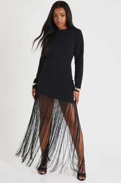 boohoo ROBE MINI À ÉPAULETTES ET FRANGES<Femme Toutes Les Robes|Robes Longues
