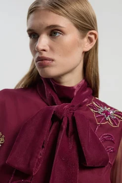 KarenMillen Robe Mini Petite en Organdi Tissé Ornée d'Appliques Florales<Femme Robes À Manches Longues|Robes