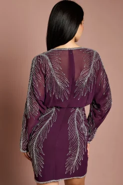 Coast Robe Mini Petite à Manches Longues Ornée de Plumes Placement<Femme Robes À Manches Longues|Robes