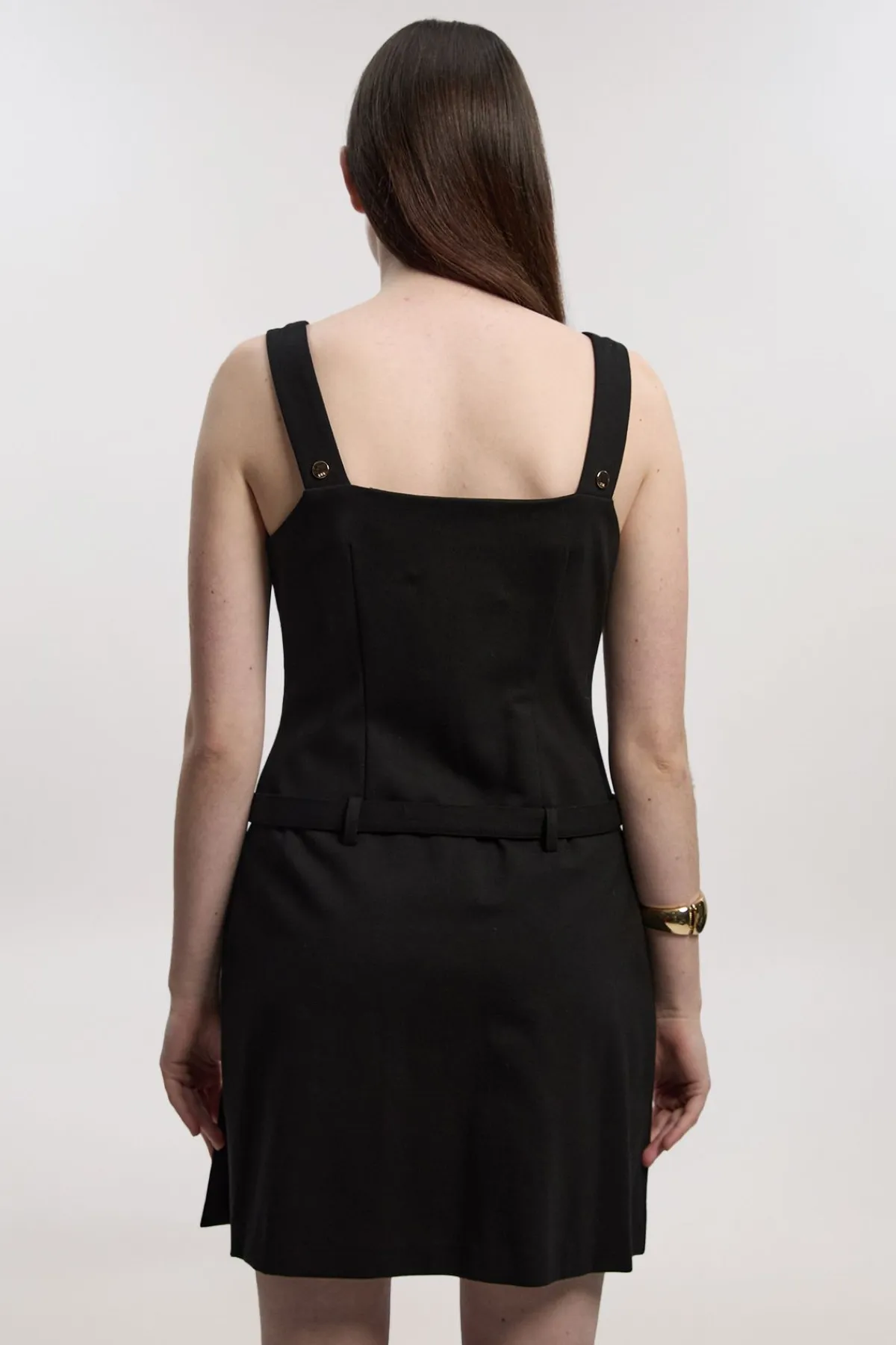 KarenMillen Robe Mini Plissée en Ponte avec Boutonnage Devant<Femme Toutes Les Robes|Robes Mi-Longues