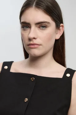 KarenMillen Robe Mini Plissée en Ponte avec Boutonnage Devant<Femme Toutes Les Robes|Robes Mi-Longues