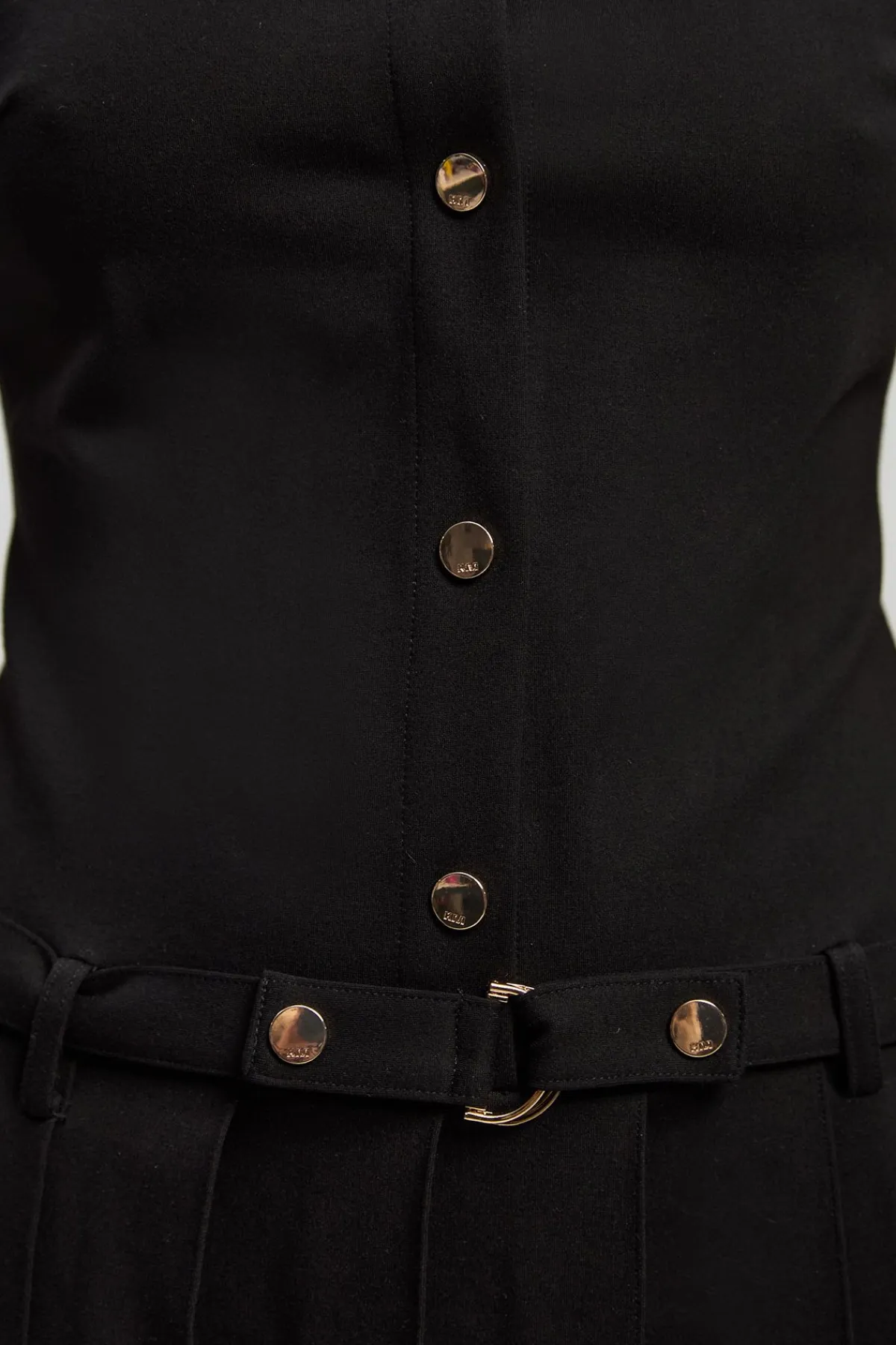 KarenMillen Robe Mini Plissée en Ponte avec Boutonnage Devant<Femme Toutes Les Robes|Robes Mi-Longues