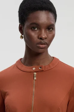 KarenMillen Robe Mini Plissée en Ponte à Manches Longues avec Détails de Fermeture Éclair<Femme Robes À Manches Longues|Robes