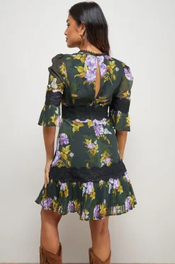 Oasis Robe Mini Plissée à Finitions Dentelle Imprimée Petite<Femme Satin Et Dentelle|Robes