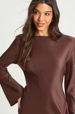 Robe Mini Plissée à Manches Évasées