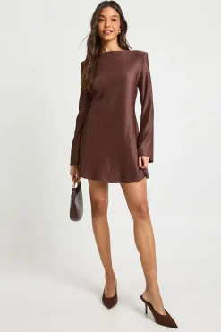 Robe Mini Plissée à Manches Évasées