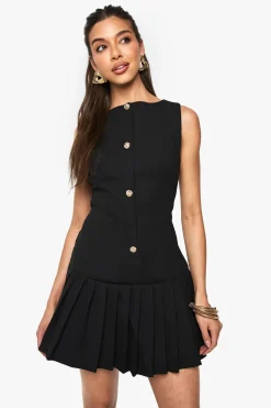 Robe mini plissée à taille basse
