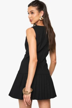 Robe mini plissée à taille basse