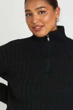 boohoo Robe Mini Plus – Tricot Doux, Côte Épais, Col à Zip, Surdimensionnée Mini<Femme Pulls Et Gilets|Toutes Les Mailles