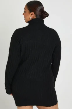 boohoo Robe Mini Plus – Tricot Doux, Côte Épais, Col à Zip, Surdimensionnée Mini<Femme Pulls Et Gilets|Toutes Les Mailles