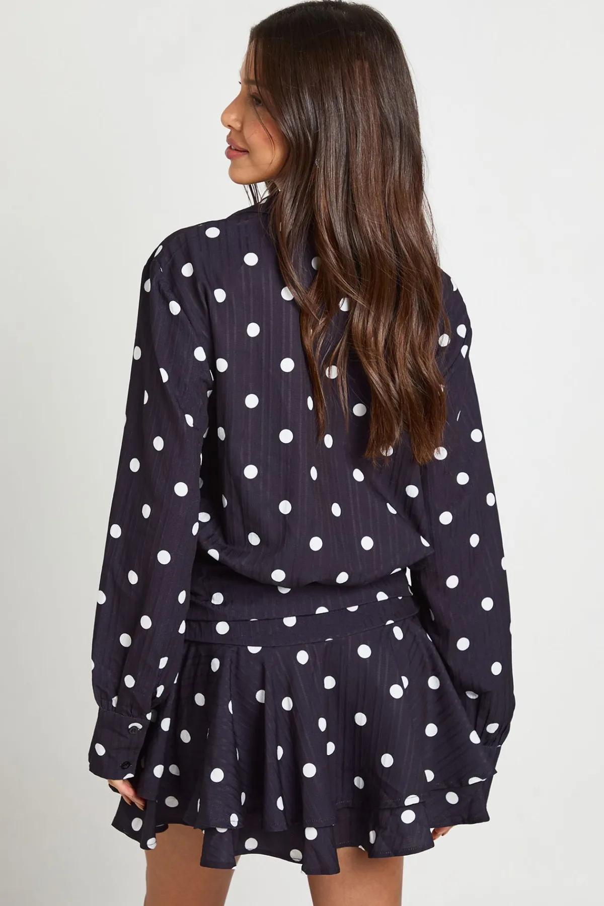 boohoo Robe mini à pois avec fronces sur le devant<Femme Pois|Robes À Manches Longues