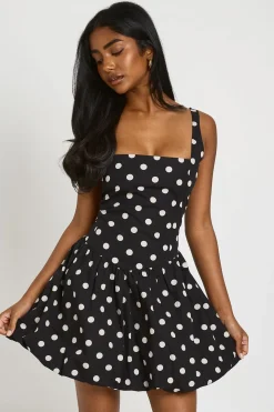Robe Mini À Pois Avec Ourlet Bouffant