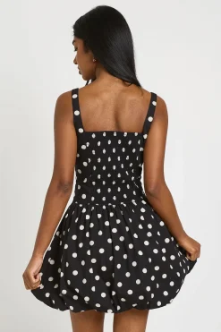 Robe Mini À Pois Avec Ourlet Bouffant