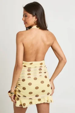 Robe Mini À Pois Ton Sur Ton Avec Corsage Froncé