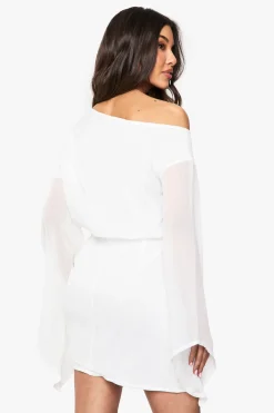 boohoo Robe Mini Portefeuille à Ceinture<Femme Robes À Manches Longues|Robes