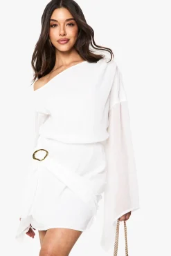 boohoo Robe Mini Portefeuille à Ceinture<Femme Robes À Manches Longues|Robes