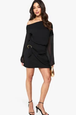 boohoo Robe Mini Portefeuille à Ceinture<Femme Robes À Manches Longues|Robes