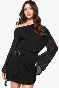 boohoo Robe Mini Portefeuille à Ceinture<Femme Robes À Manches Longues|Robes