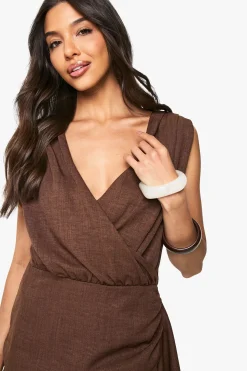 Robe mini portefeuille effet lin
