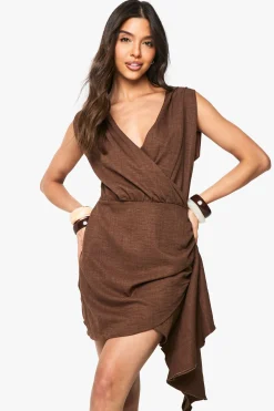 Robe mini portefeuille effet lin