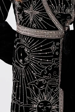 Robe Mini Portefeuille en Velours à Paillettes de Soirée