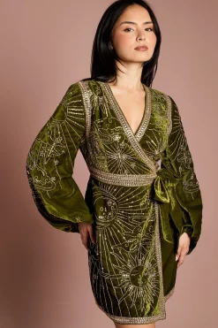 Robe Mini Portefeuille en Velours à Paillettes Petite Party