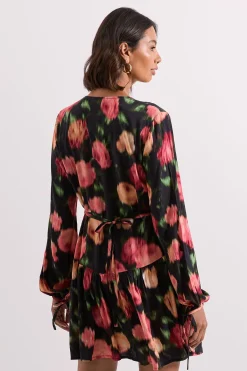 Dorothy Perkins Robe Mini Portefeuille à Motifs Floraux avec Détail de Couture Tombante<Femme Toutes Les Robes|Robes À Manches Longues