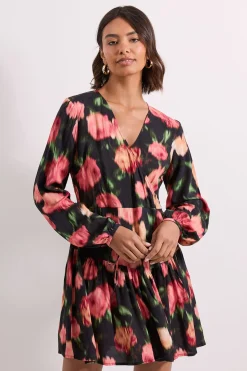 Dorothy Perkins Robe Mini Portefeuille à Motifs Floraux avec Détail de Couture Tombante<Femme Toutes Les Robes|Robes À Manches Longues