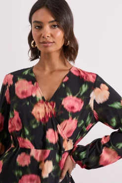 Dorothy Perkins Robe Mini Portefeuille à Motifs Floraux avec Détail de Couture Tombante<Femme Toutes Les Robes|Robes À Manches Longues