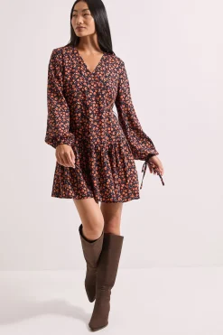 Dorothy Perkins Robe Mini Portefeuille à Imprimé Ditsy avec Détail de Couture Tombante<Femme Toutes Les Robes|Robes À Manches Longues