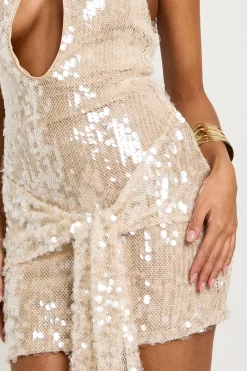 boohoo Robe mini portefeuille à sequins avec encolure halterneck<Femme Robes Moulantes|Robes