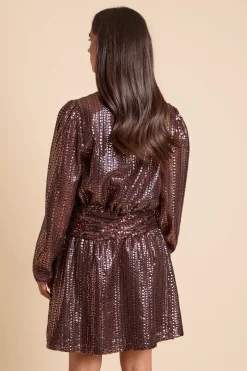 Robe Mini Portefeuille À Sequins Linéaires Dp Luxe