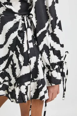 Robe Mini Portefeuille à Volants Imprimé Zèbre