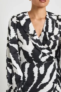 Robe Mini Portefeuille à Volants Imprimé Zèbre