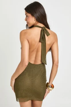 boohoo Robe Mini Premium À Strass Col Licou<Femme Robes Moulantes|Robes