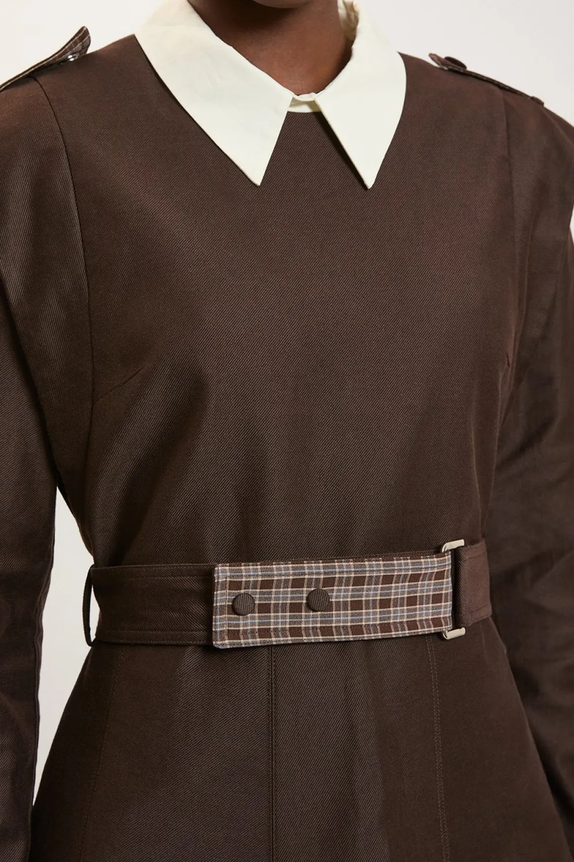 Robe Mini Safari Ceinturée En Sergé Stretch
