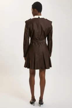Robe Mini Safari Ceinturée En Sergé Stretch