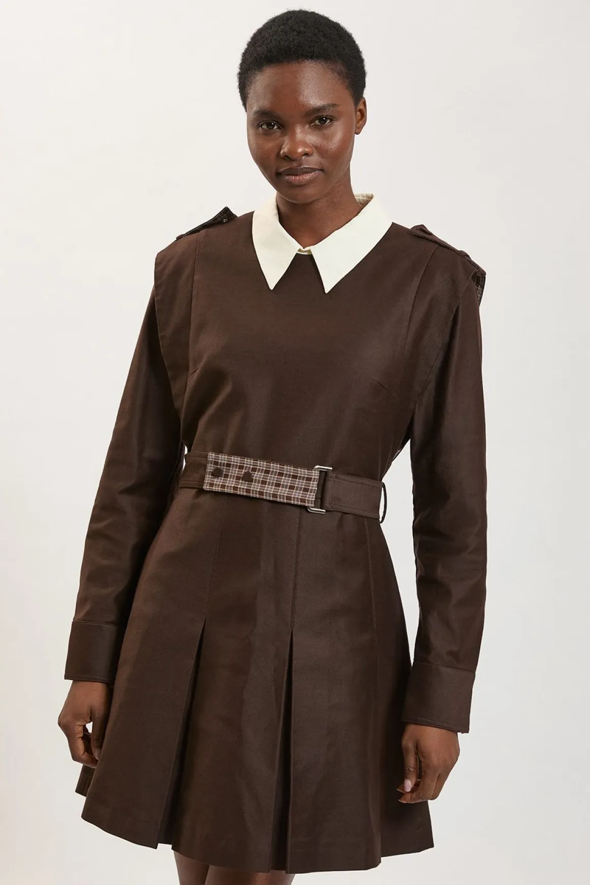 Robe Mini Safari Ceinturée En Sergé Stretch