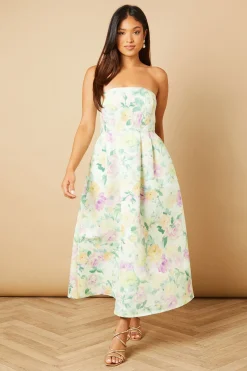 Robe Mini Sans Bretelles Florale en Sergé Petite Occasion