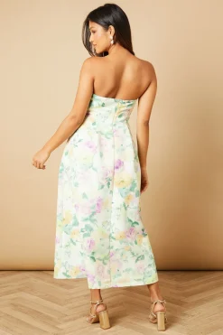 Robe Mini Sans Bretelles Florale en Sergé Petite Occasion