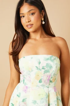 Robe Mini Sans Bretelles Florale en Sergé Petite Occasion