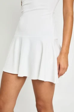 Robe Mini Sans Manches Côtelée À Jupe Évasée