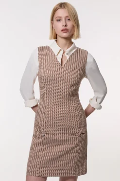 KarenMillen Robe mini sans manches en jacquard ajustée<Femme Tailleurs|Robes À Manches Longues
